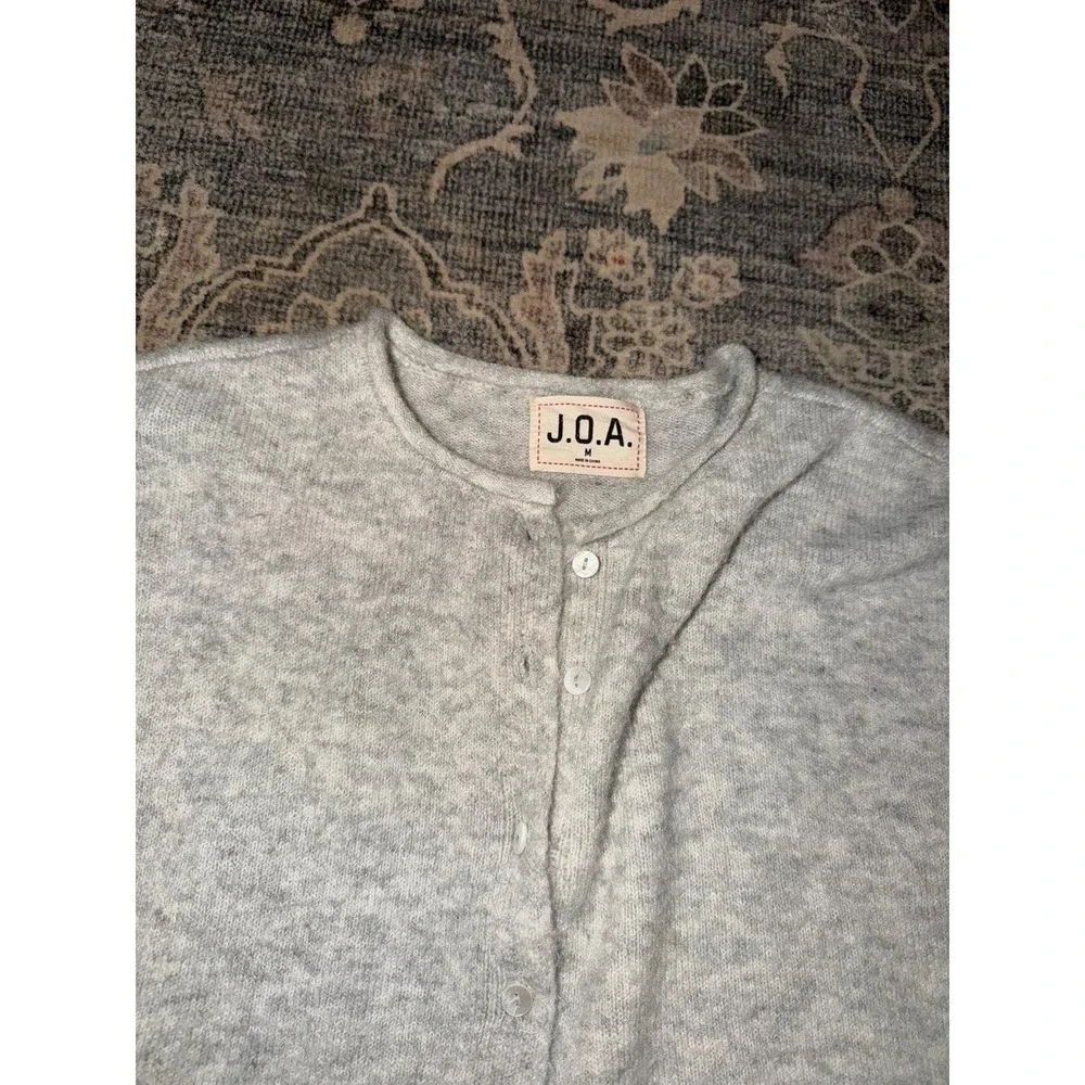JOA Julia Raw Edge Sleeveless Cardigan Vest Gray
